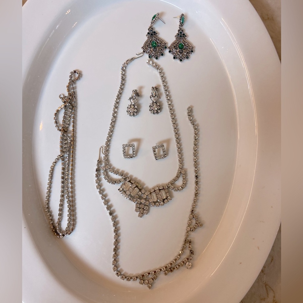 Rhinestone necklaces & earrings